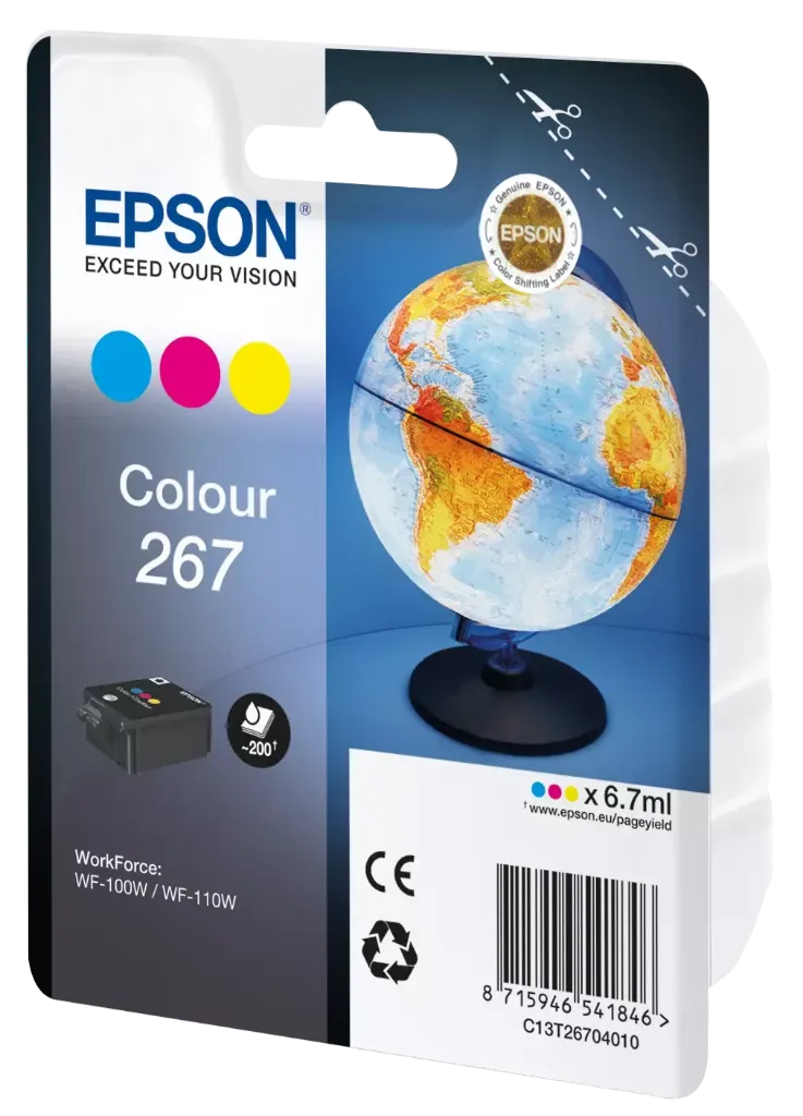 [C13T267040] Epson Mürekkep Şişe (WF-100W) 267 Renkli (CMY) {WF-100W}